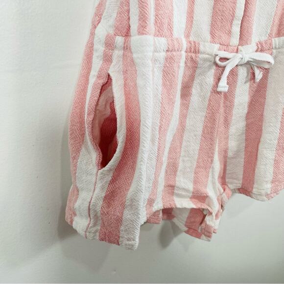 LVHR Taylor Pink White Stripe Button Front Waist Tie Romper XS - Picture 7 of 13